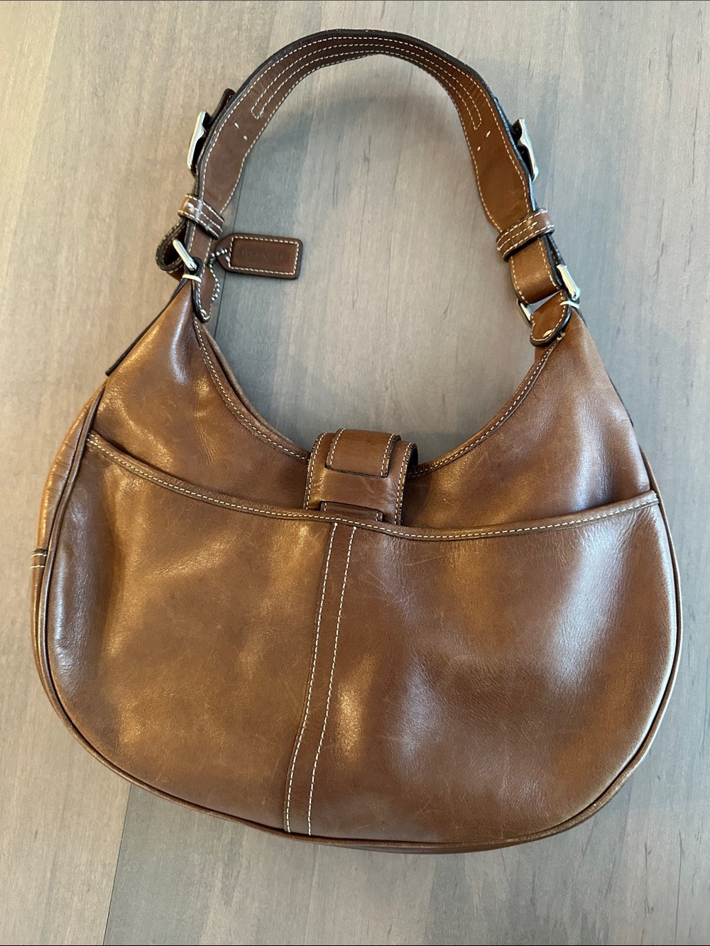 Coach Leather Hobo Shoulder Bag - Brown - Picture 5 of 10